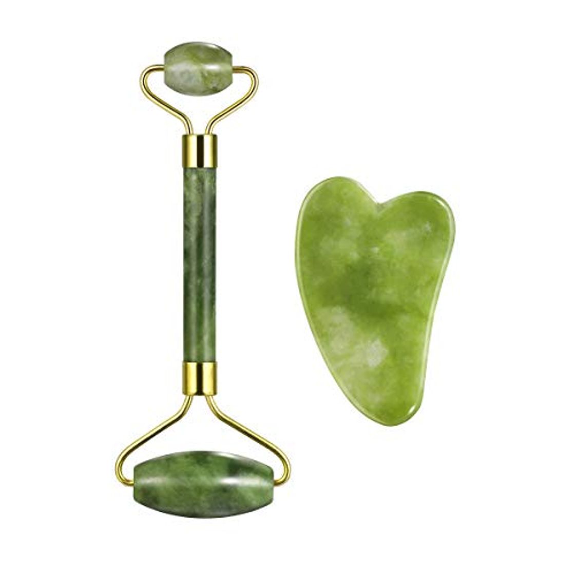 Social Frcolor Anti-envejecimiento Jade Roller Therapy y Gua Sha Scraping Tool Set Natural