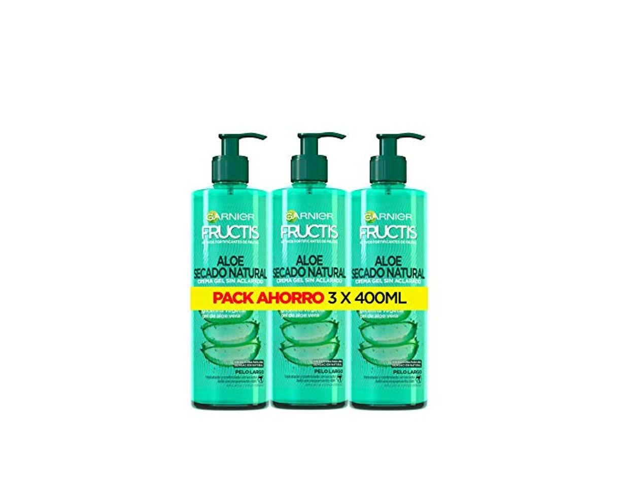 Social Garnier Fructis Aloe Secado Natural Crema Gel sin Aclarado - 3 Recipientes