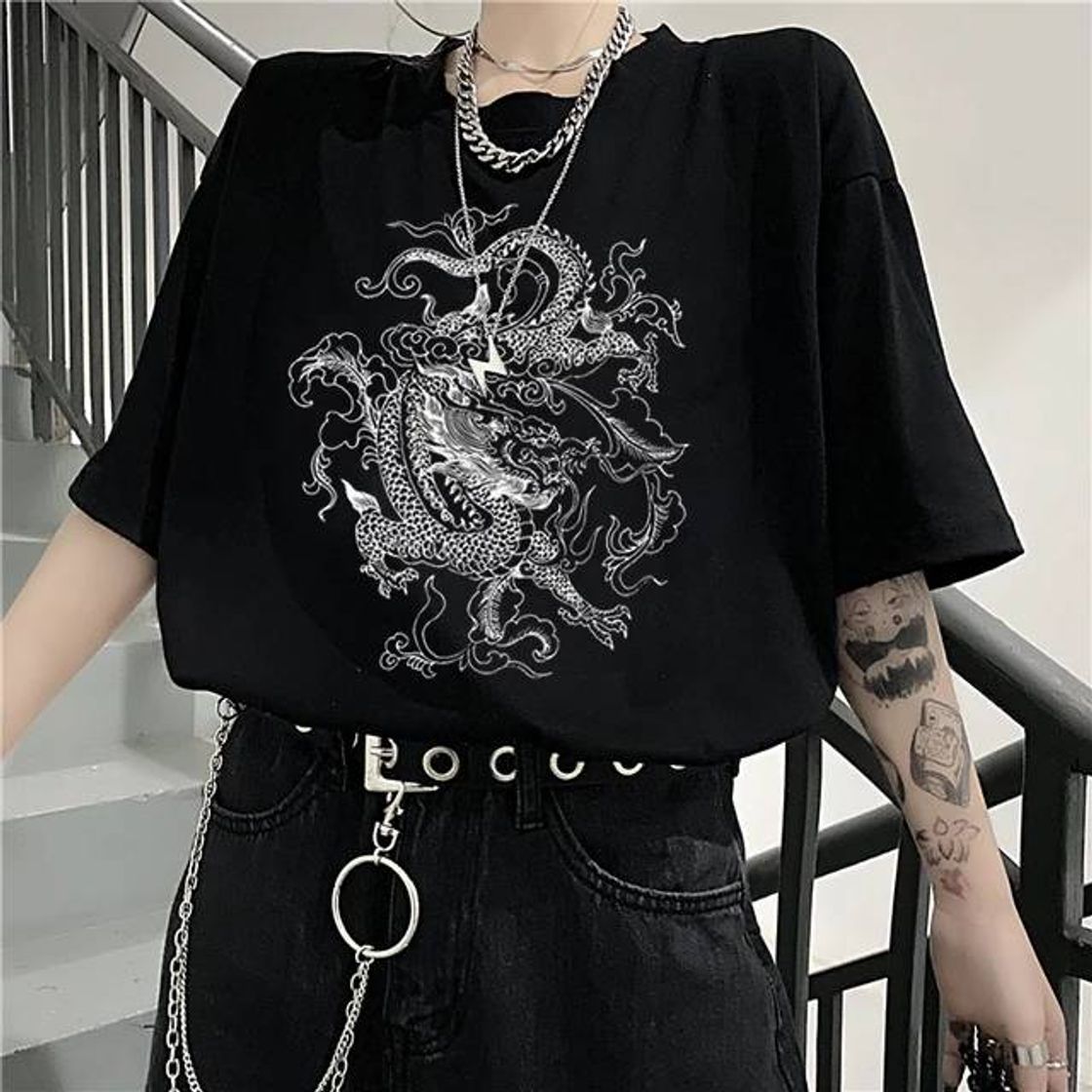 Social Ulzzang dragon punk T