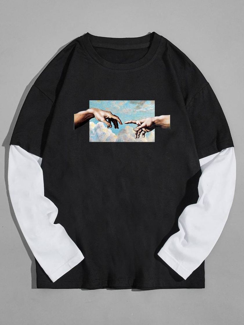 Social "The Creation of Adam" Black Sweater