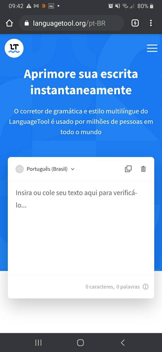 Moda LanguageTool - Corretor ortográfico e de gramática