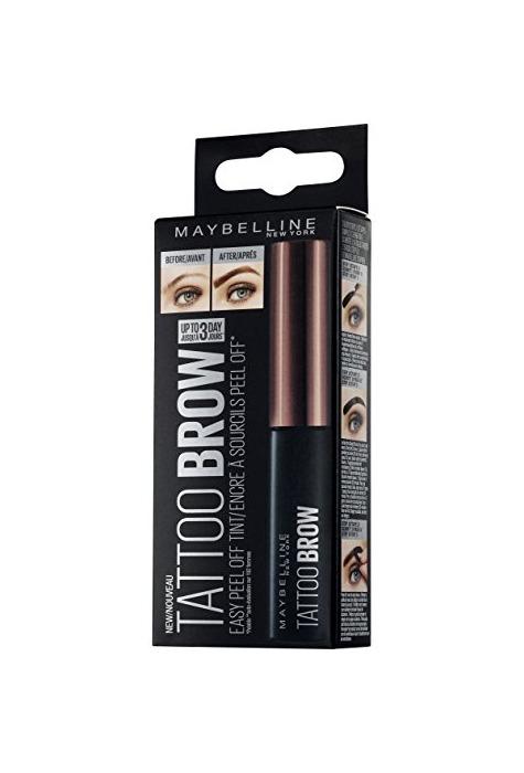 Belleza Maybelline New York Brow Tattoo Gel Tinte para Cejas Morenas, Marrón Oscuro