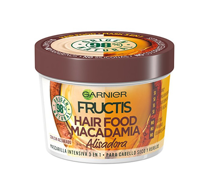 Social Garnier Fructis Hair Food Macadamia Mascarilla 3 en 1-3 Recipientes de 390