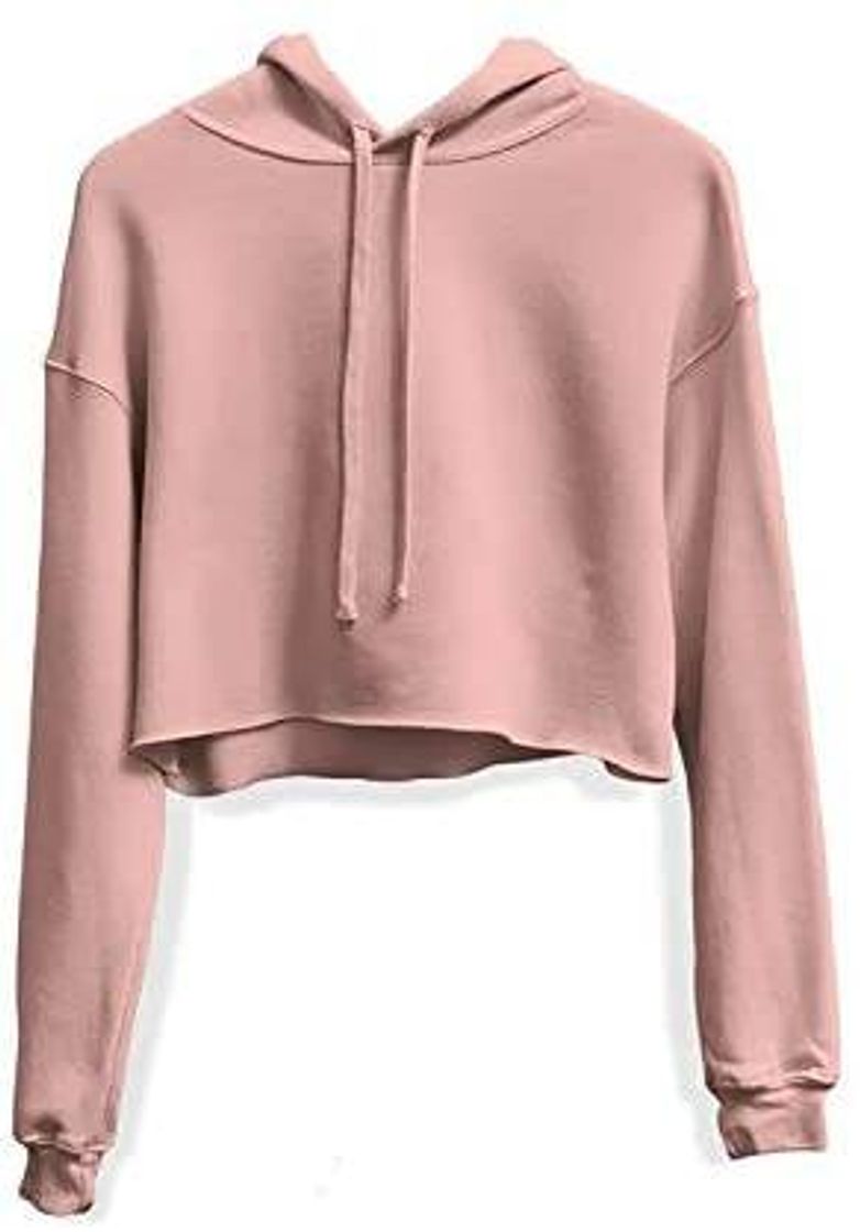 Fashion Moletom feminino blusa cropped liso com capuz