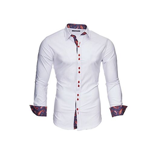 Kayhan Hombre Camisa Royal Paisley White/Bordeaux