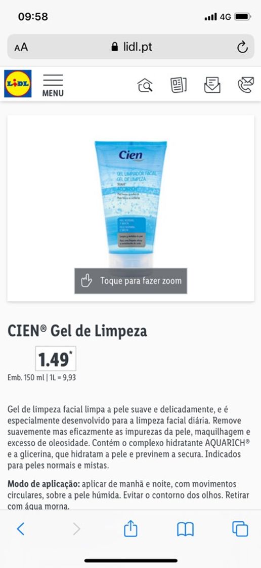 Producto Gel de Limpeza Cien