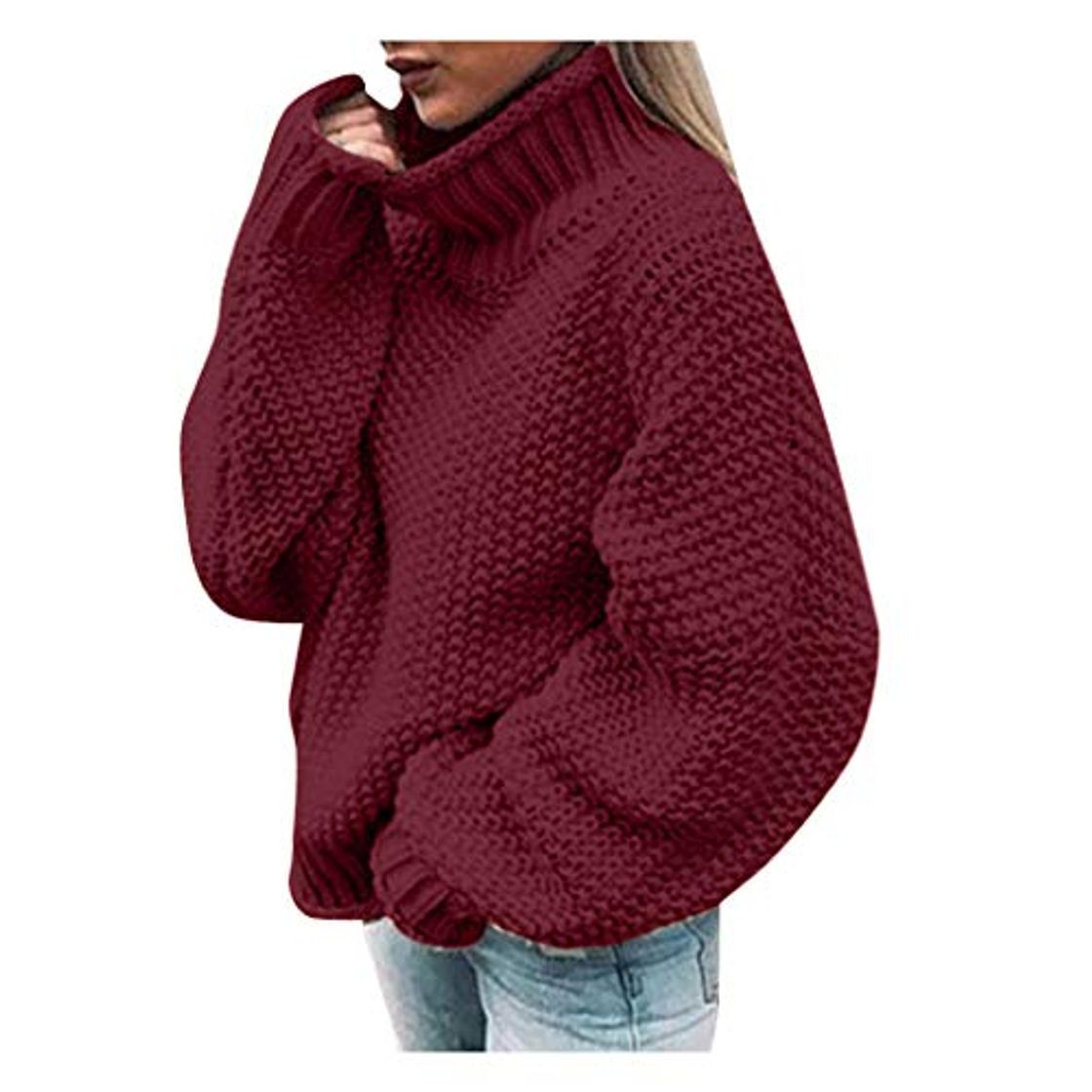 Moda Cahquetas Cálido Mujeres Jersey de Cuello Alto Caliente Grueso Punto Suéter de Invierno Espeso Caliente Sudaderas Pullover Jersey Color caramelo por Yesmile