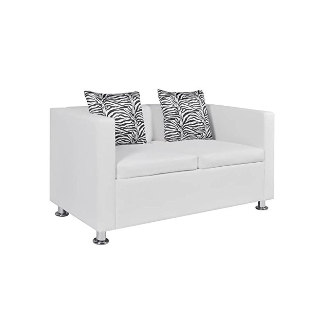 Home vidaXL Sofá Moderno de 2 Plazas Cuero Artificial Blanco Sillón de Salón