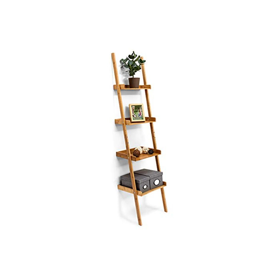 Producto Relaxdays – Estanteria de Pared en Forma de Escalera Hecho de bambú