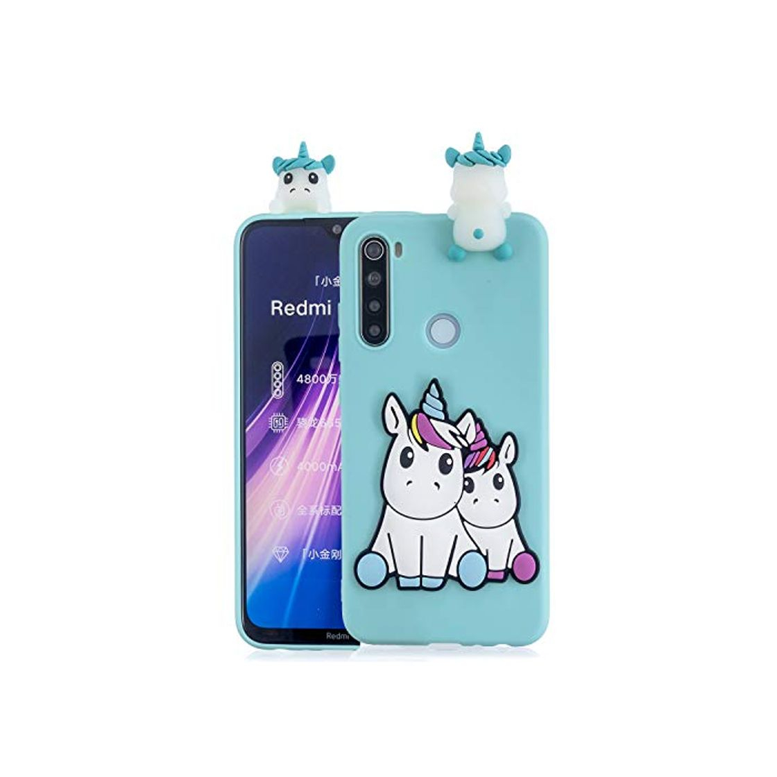 Producto SEEYA Funda Silicona 3D para Xiaomi Redmi Note 8T Case Azul Dibujo Unicornio Carcasas y Fundas para móviles Suave Flexible Delgado Bumper Diseño Kawaii Animados Caso Blando Bonitas