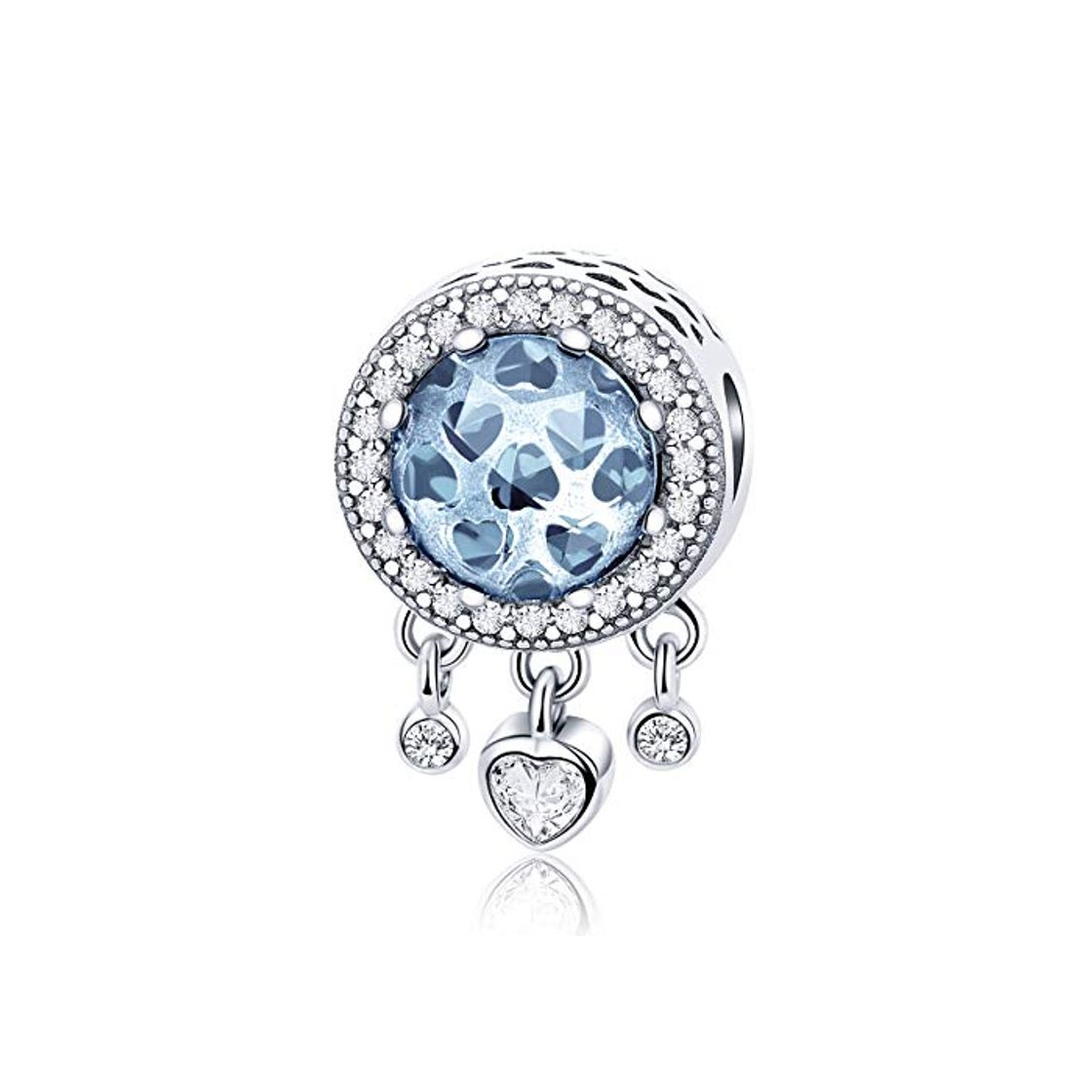 Producto Forever Queen Atrapasueños Charms Genuino Plata de ley 925 Cuelga Corazón Brillantes CZ Abalorio de Cristal para Pulsera y Collar BJ09085