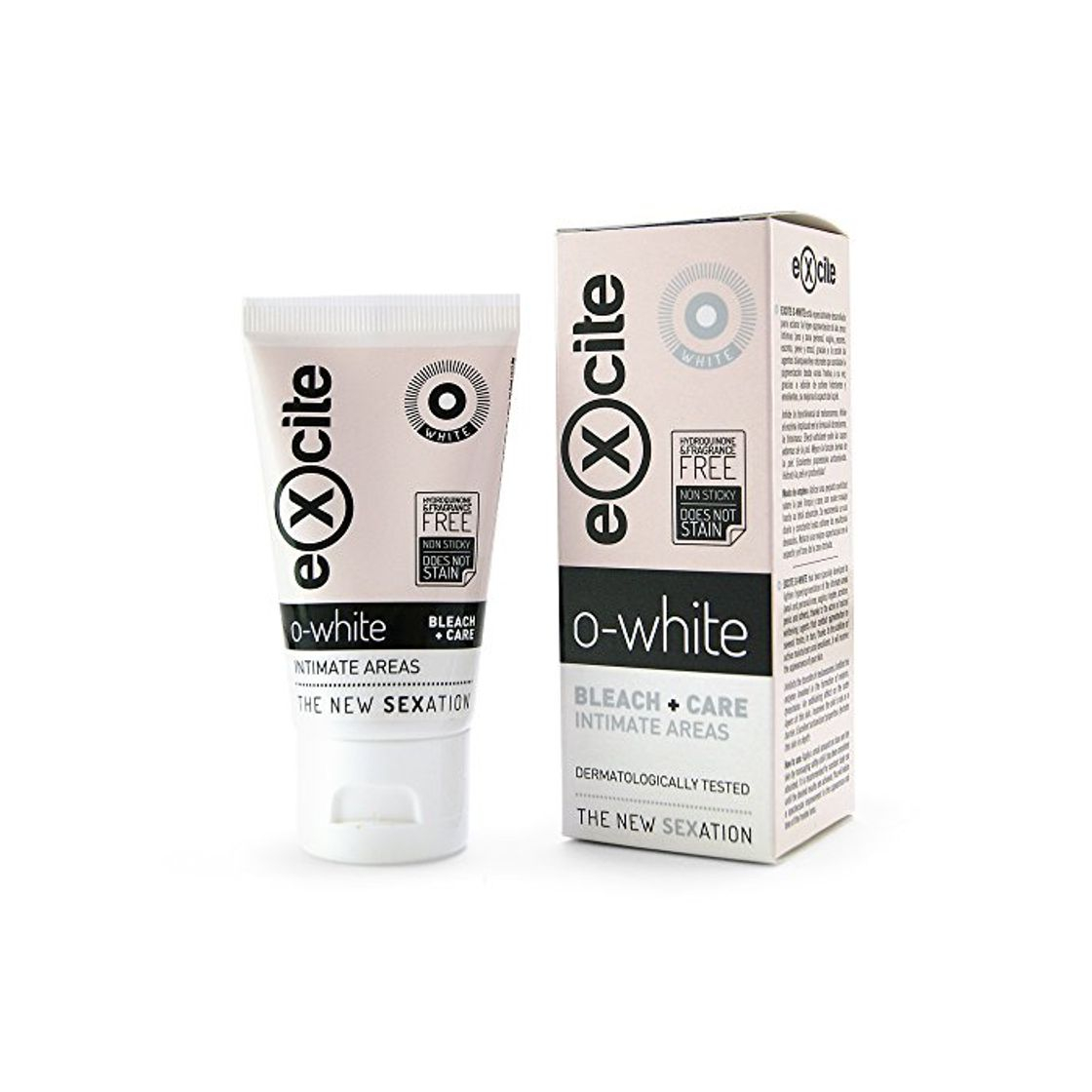 Productos EXCITE O-WHITE Crema blanqueadora corporal piel íntima mujer y hombre. Aclara