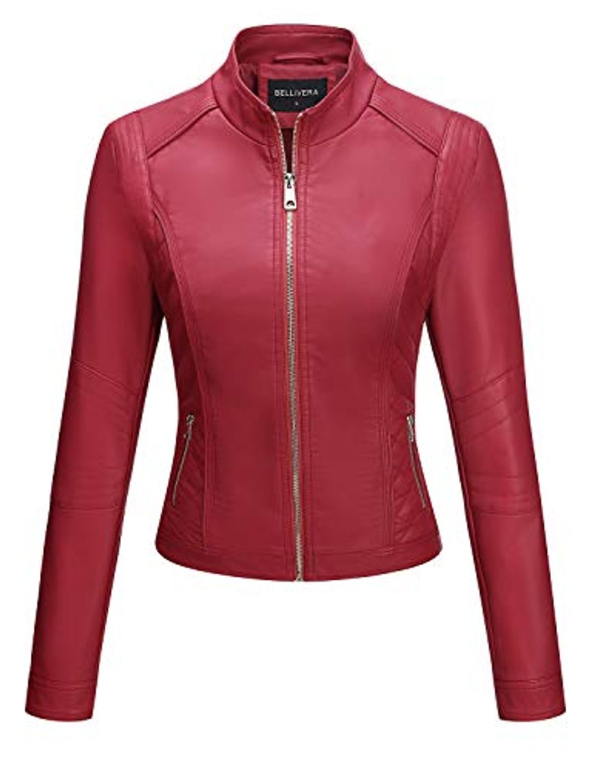 Social Bellivera Chaqueta de Cuero PU para Mujer