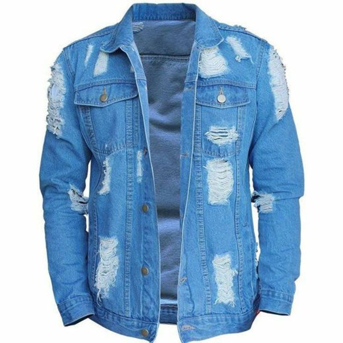 Social Jaqueta Jeans Masculina Rasgada