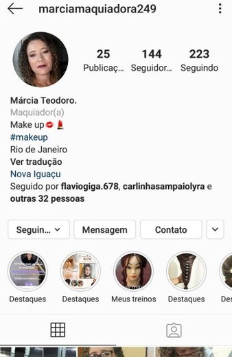 Perfil do instagram.