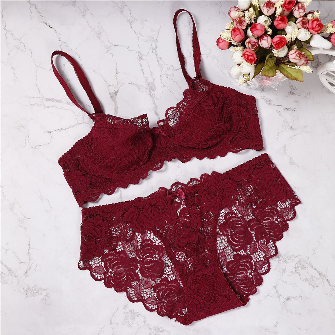 Social NO LOGO Tallas Grandes para Mujer Ropa Interior Sexy Bralette Transparente Conjunto de Ropa Interior de Encaje Conjunto de Sujetador y Panty de Mujer Conjunto de Sujetador Sutia Vs Ropa Interior