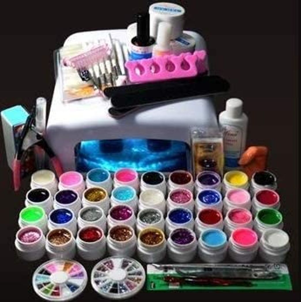 Social vasyle Juego completo acrílico polvo UV Gel Kit de punta de pincel lámpara de luz UV NAIL ART DIY Kit de manicura con uñas de pato 