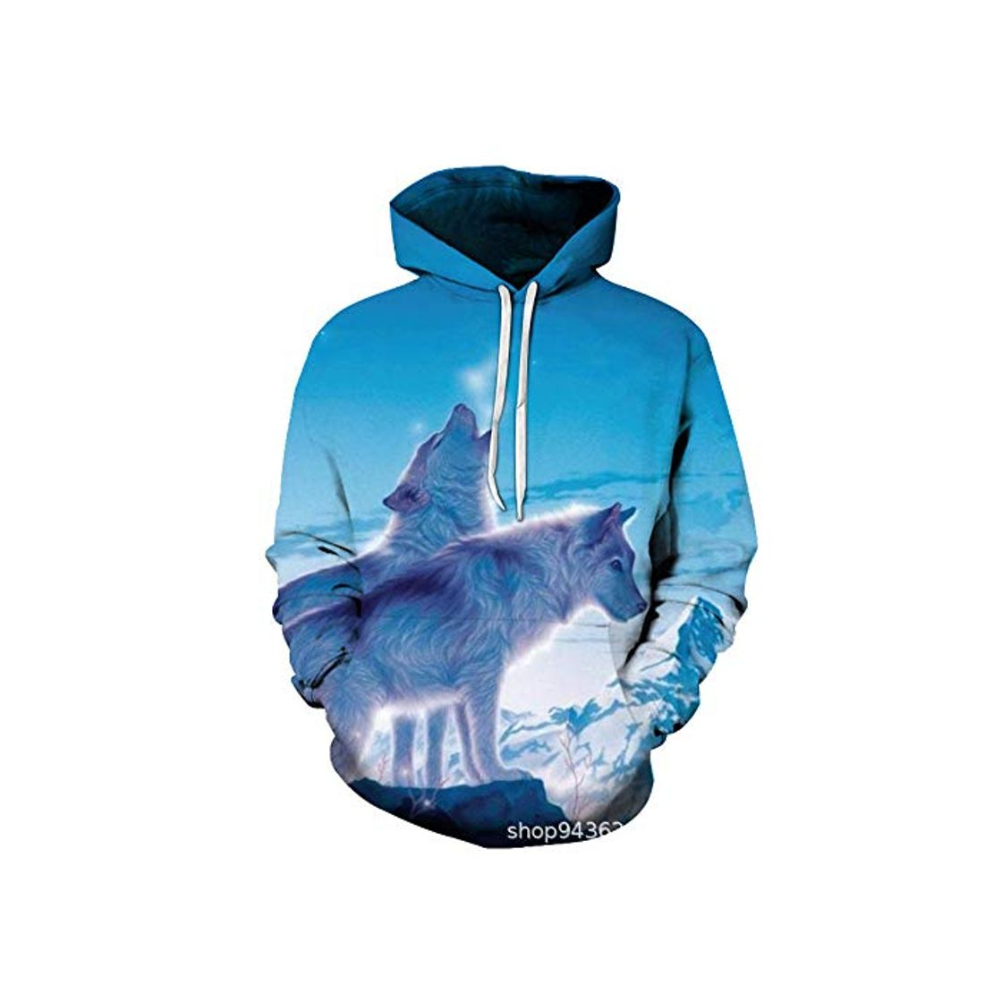 Moda SMYUI Unisex Sudadera con Capucha Estampado 3D Bolsillo Grande Snow Wolf Pattern