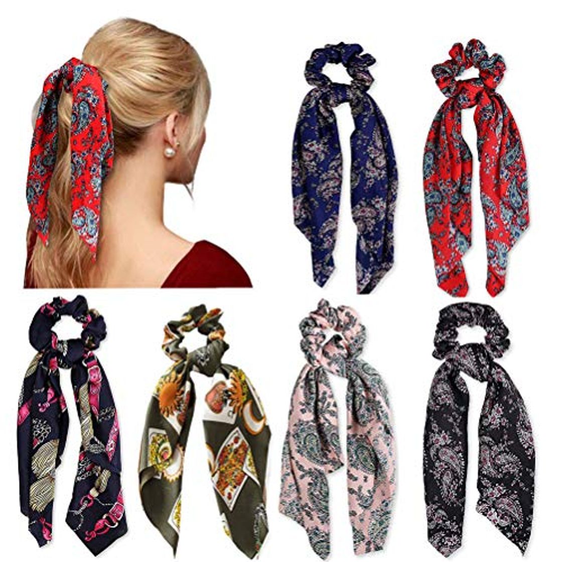 Social 6 Unids Pelo Scrunchies Satén Seda Bandas Elásticos Del Pelo Titular de