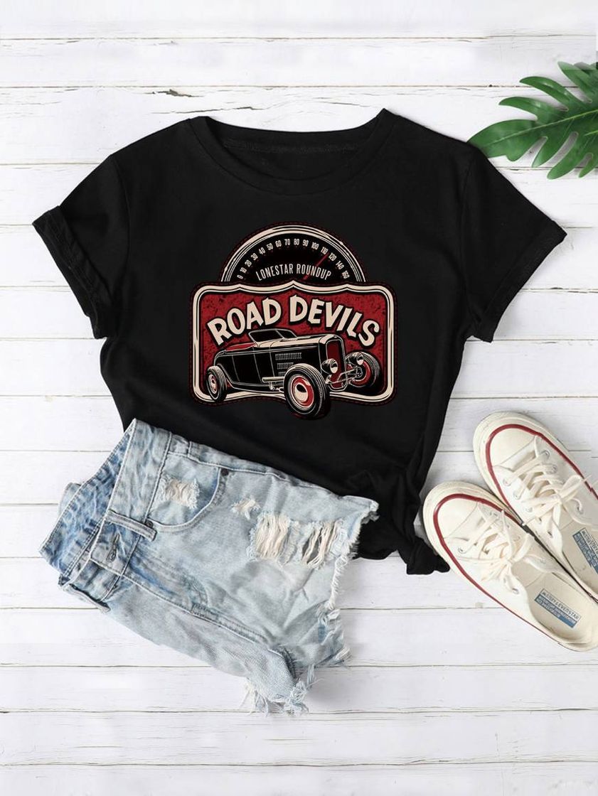 Moda Camiseta con estampado Road Devils