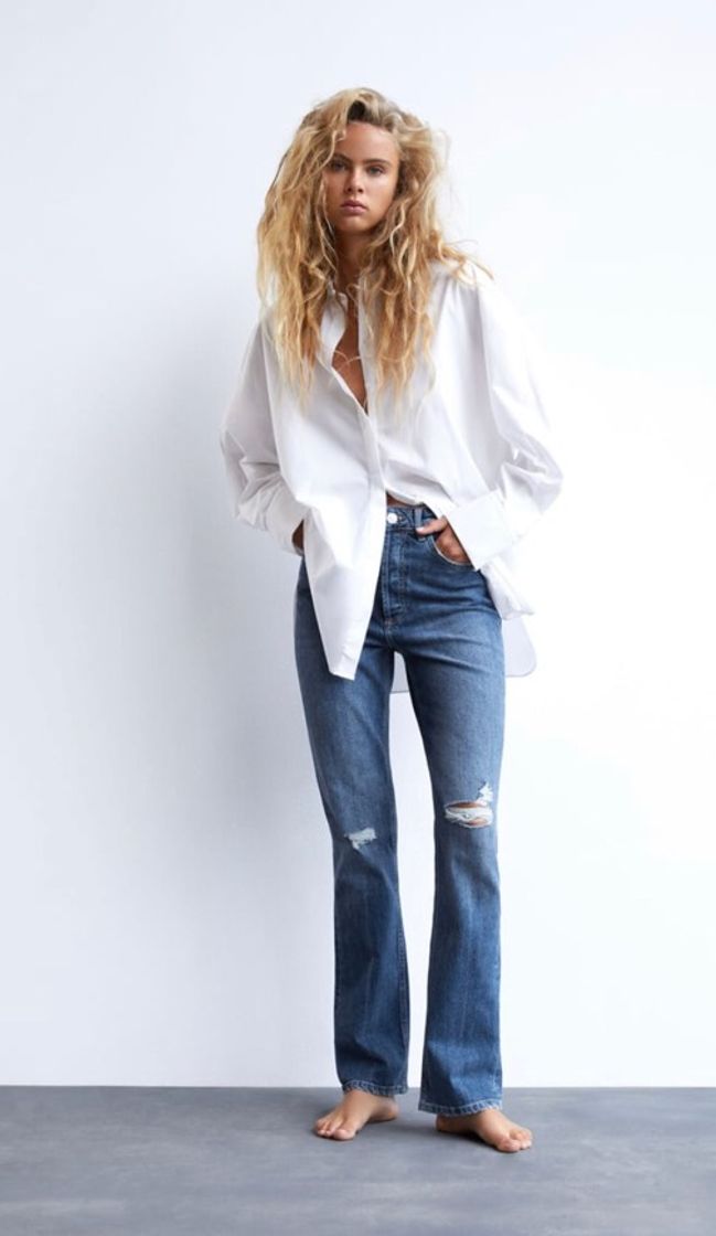 Social JEANS HI RISE BOOTCUT COM RASGÕES 