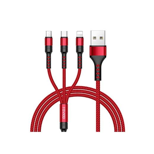 RAVIAD 3 en 1 Multi Cable de Carga, Nylon Multi USB Cargador