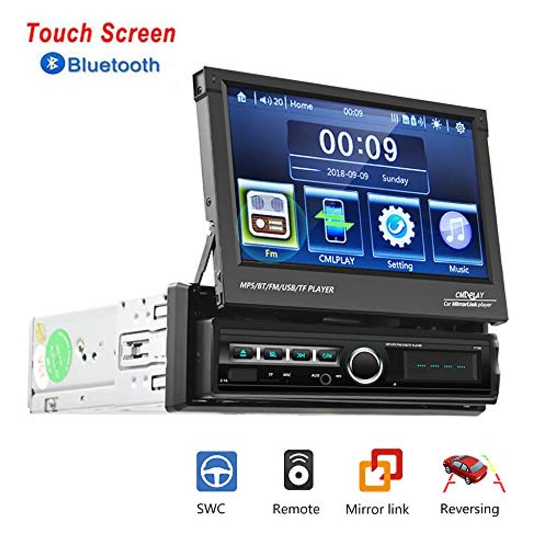 Product Radio de Coche 1 DIN Bluetooth CAMECHO Pantalla táctil Plegable de 7