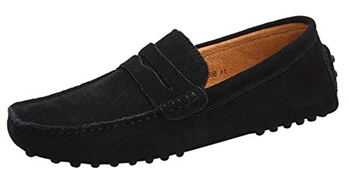 Moda Yaer Mocasines para hombre de ante clásicos