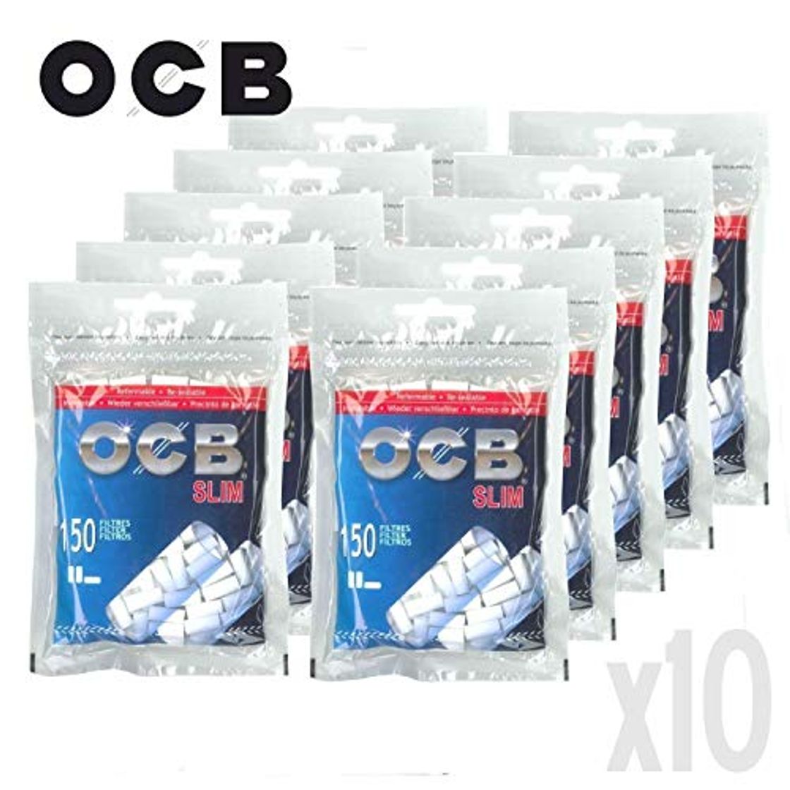 Place Solo Por NAVIDAD10 Bolsas de Filtros OCB Slim. Cada bolsa precintada contiene