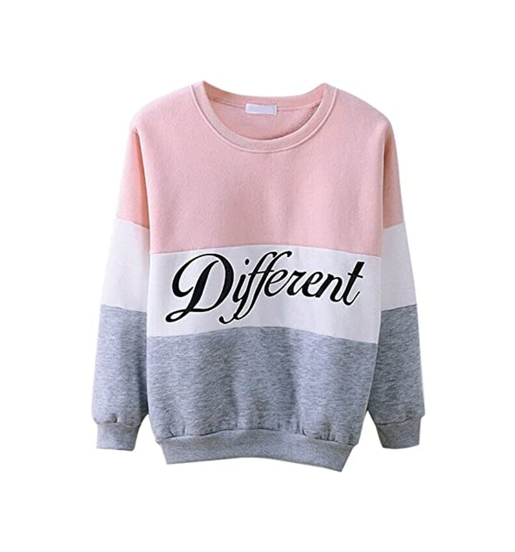 Product Mujer Sudaderas Sin Capucha Otoño Invierno Manga Larga Elegante Cuello Redondo Pullover Anchas Patchwork Carta Impreso Sweatshirt De Marca Deportes Casual Deporte Moda