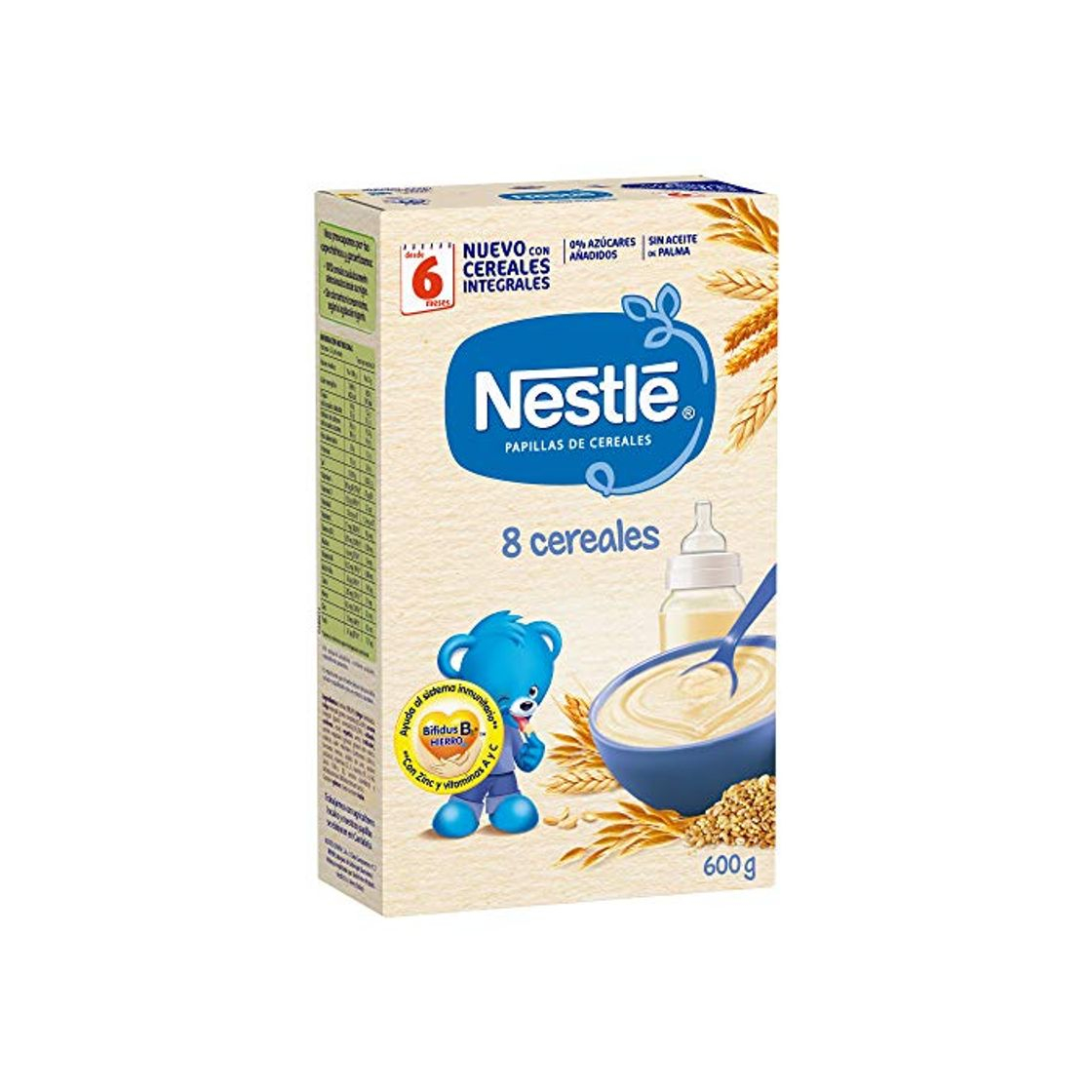 Productos Nestlé Papilla 8 cereales - Alimento Para bebés - Paquete de 6x600