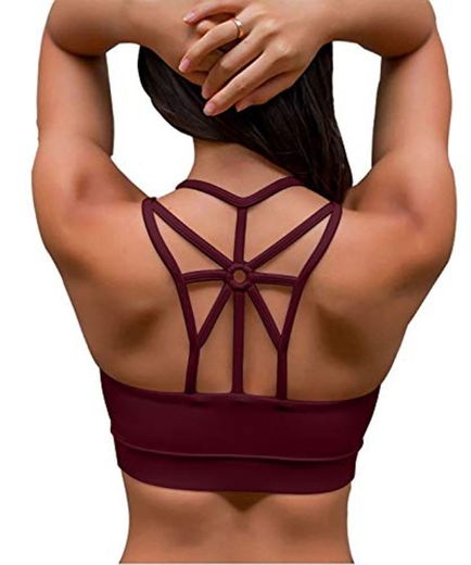 YIANNA Sujetador Deportivo Mujer con Relleno Extraíble Sujetadores Deportivos Top Deporte Yoga