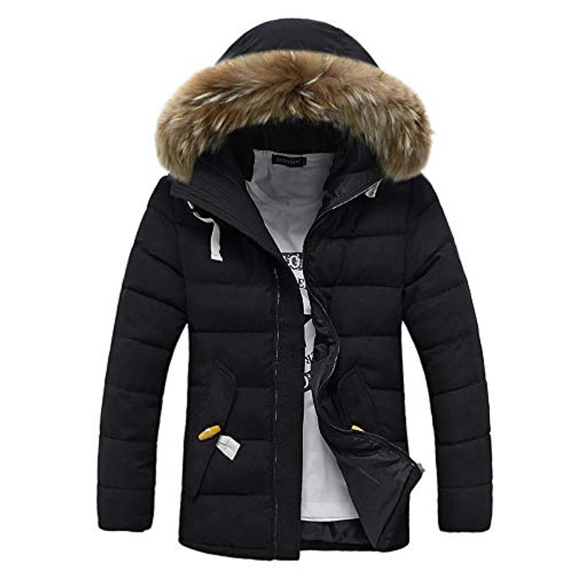 Social BaZhaHei Hombre Invierno Cazadoras De Plumas Calor Grueso Manga Larga Encapuchado Chaquetas Acolchado Hombre Inverno Chaqueta Acolchada con Capucha De Pelo Espesar Cálido para hoombre