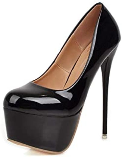 Zapatos De Tacón Alto con Plataforma para Mujer Zapatos De Cuero con Estilo Negro para Oficina Mary Janes Vestido De Confort Informal Stilettos De Baile para Damas