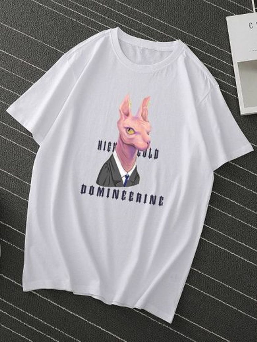 Social Tops de hombre animal blanco casual