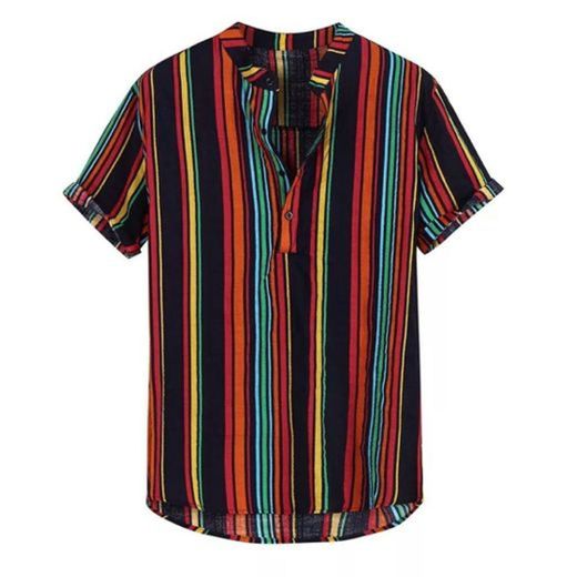 Summer Mens Shirt Top Casual Short Sleeve Hawaiian Shirts