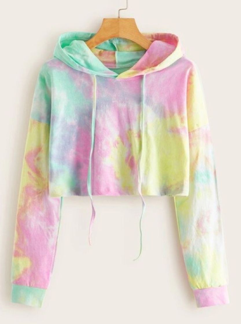 Social Color Tie Dye Sudaderas Tumblr Cortas con Capucha para Mujer Chica Adolescente