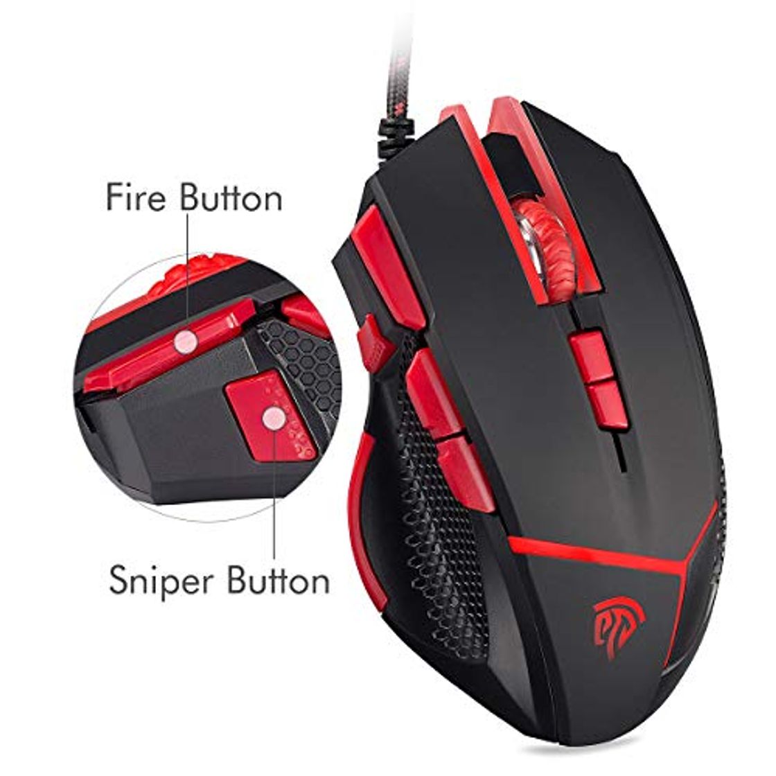 Producto EasySMX Ratón Gaming, V18 Gaming Mouse Óptico 4000 dpi LED Luz 9