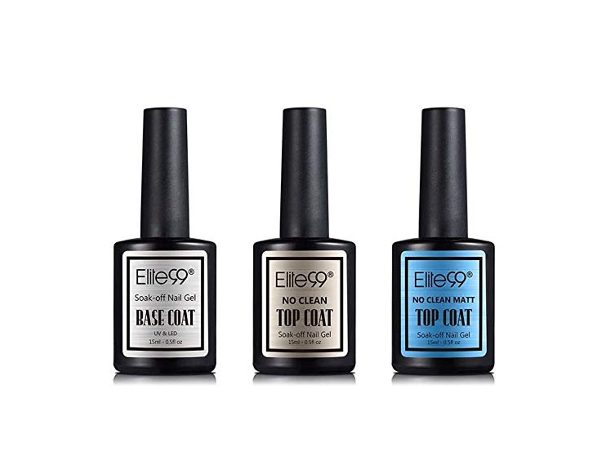 Producto Elite99 Top coat y Base Coat Semipermanente Top Coat Mate Esmalte Semipermanente UV LED 3pcs Kit Uñas de Gel Pintauñas Esmalte de Uñas Soakoff Manicura 15ml