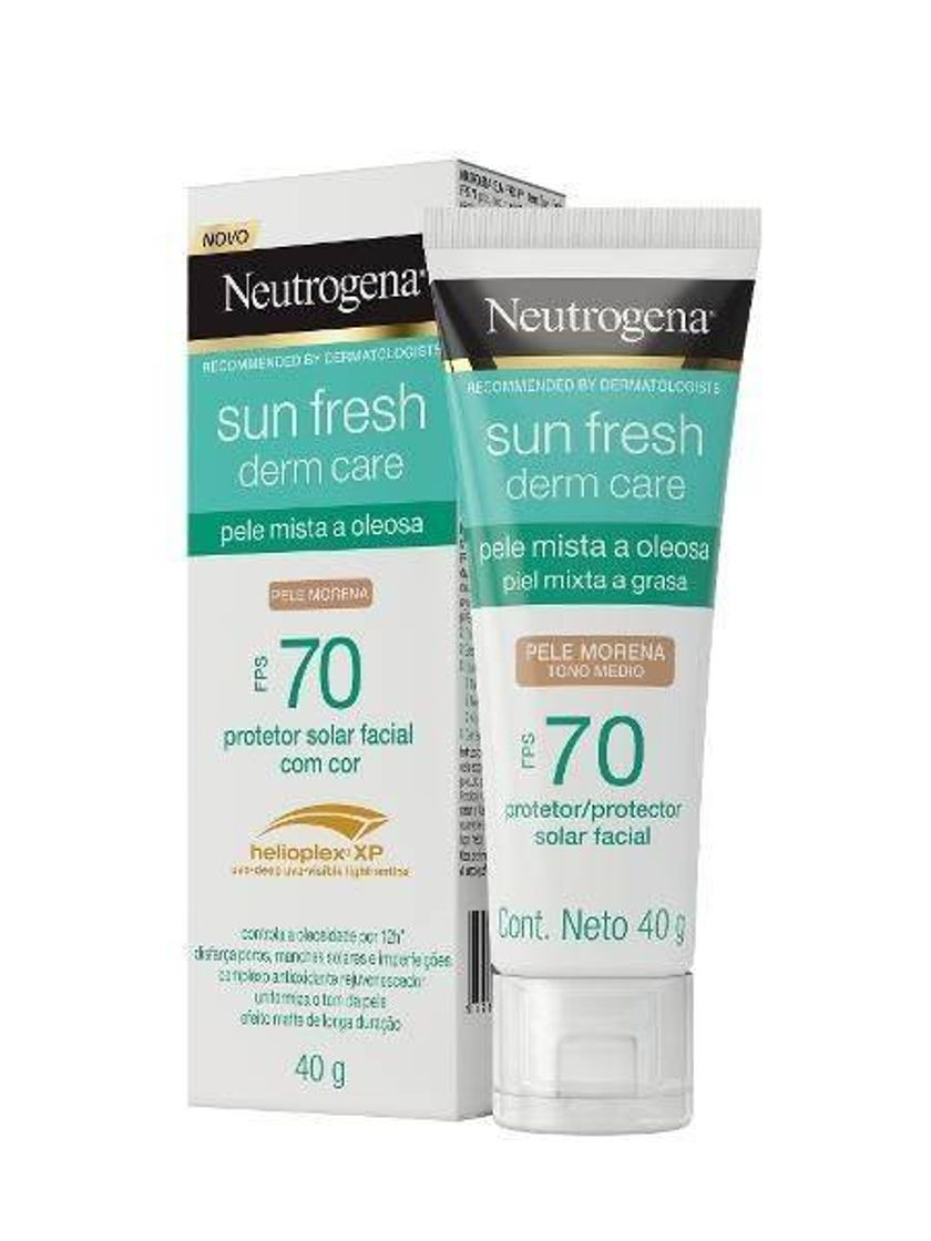 Moda protetor solar neutrogena fps70 pele oleosa com cor.