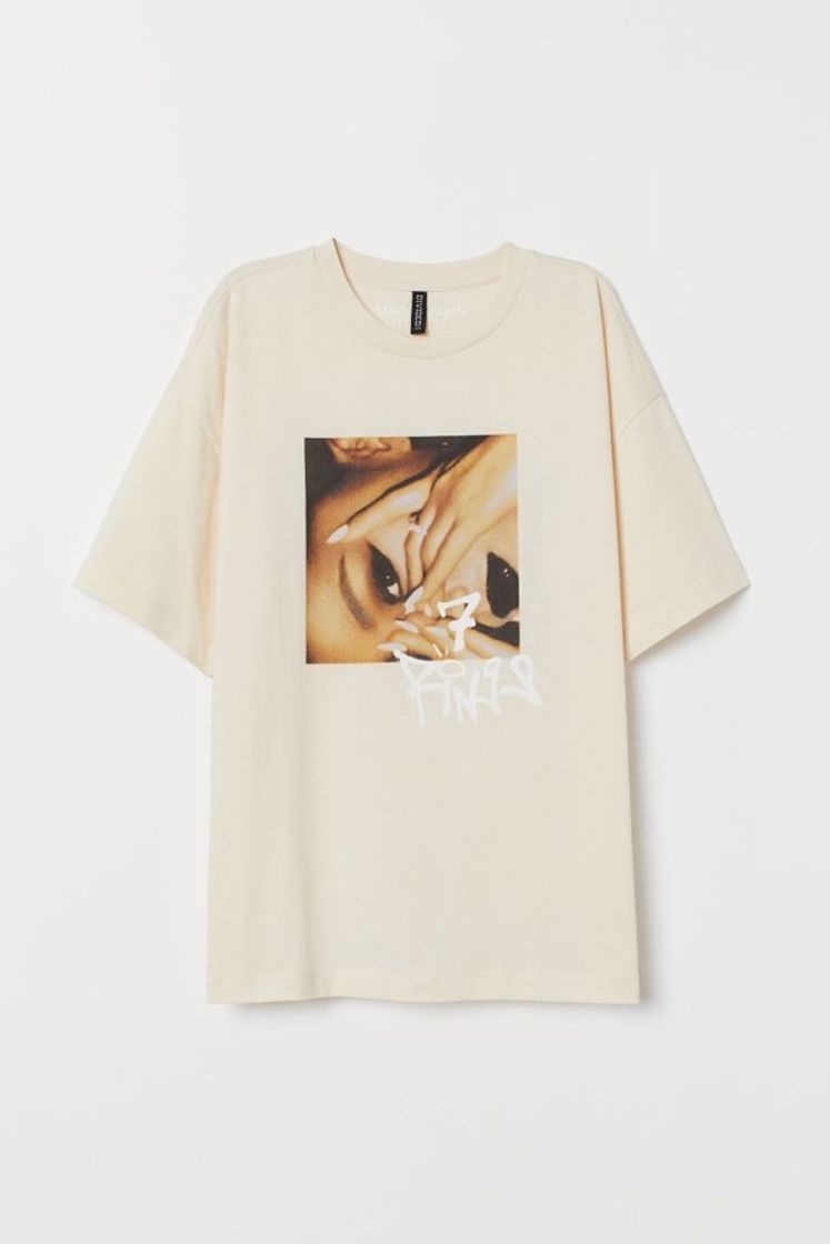 Moda Printed T-shirt - Powder beige/Ariana Grande - Ladies | H&M GB