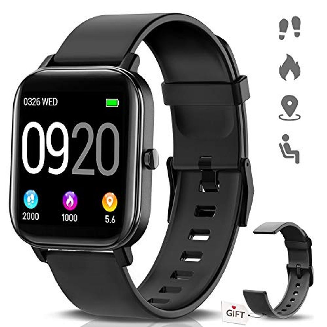 Social NAIXUES Smartwatch, Reloj Inteligente Impermeable IP67 Reloj Deportivo 1.4" Pantalla Táctil Completa
