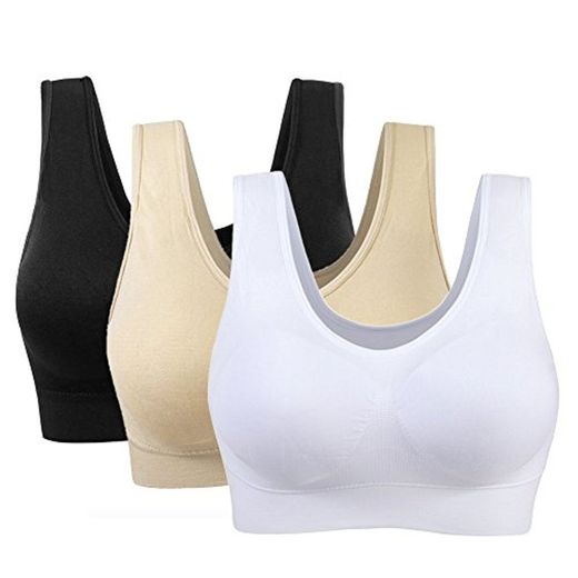 3 Piezas Sujetador Deportivo para Mujeres Sin Costuras Yoga Racerback Top con