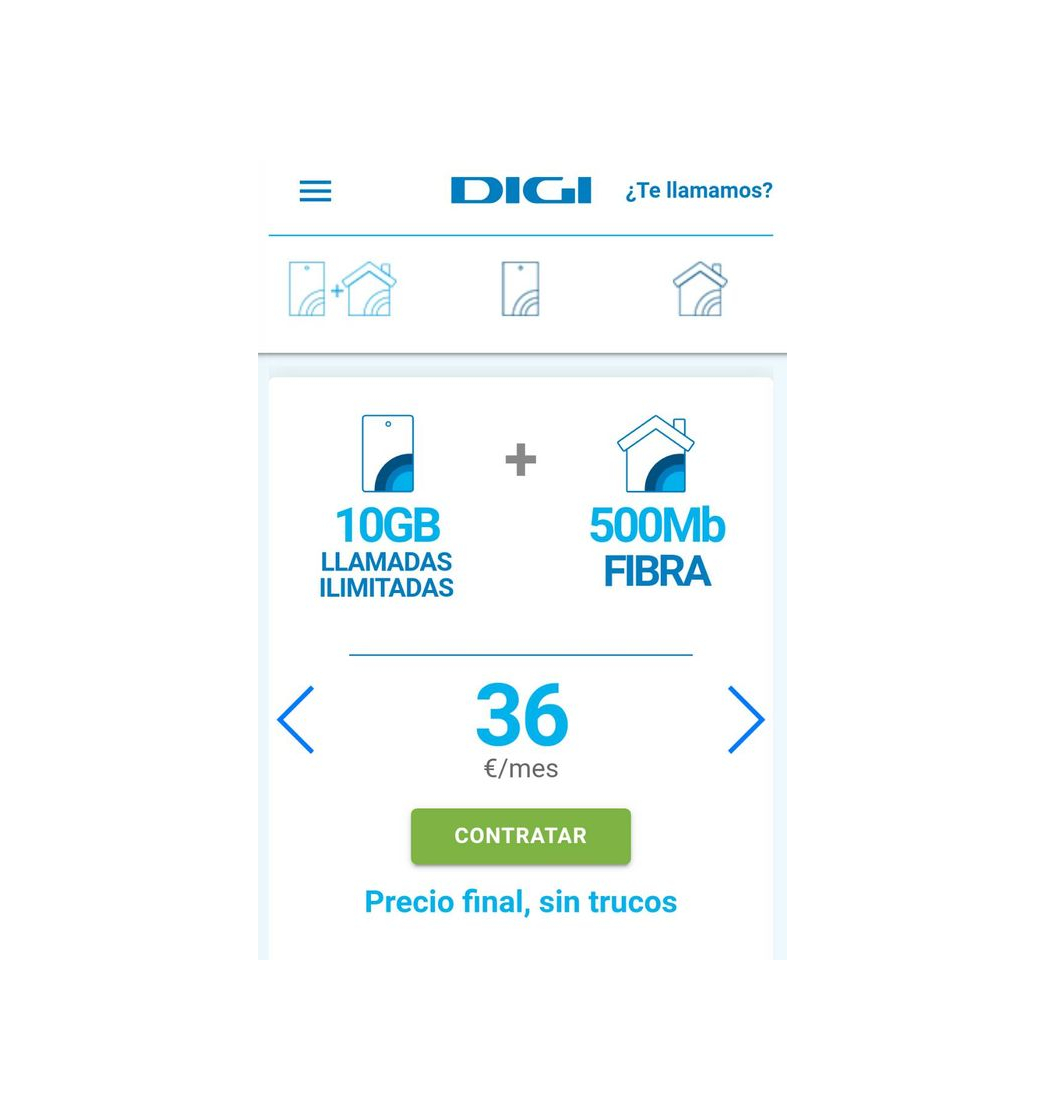 Product DIGI FIBRA 500 mb Y MOVIL10gb 36 EU