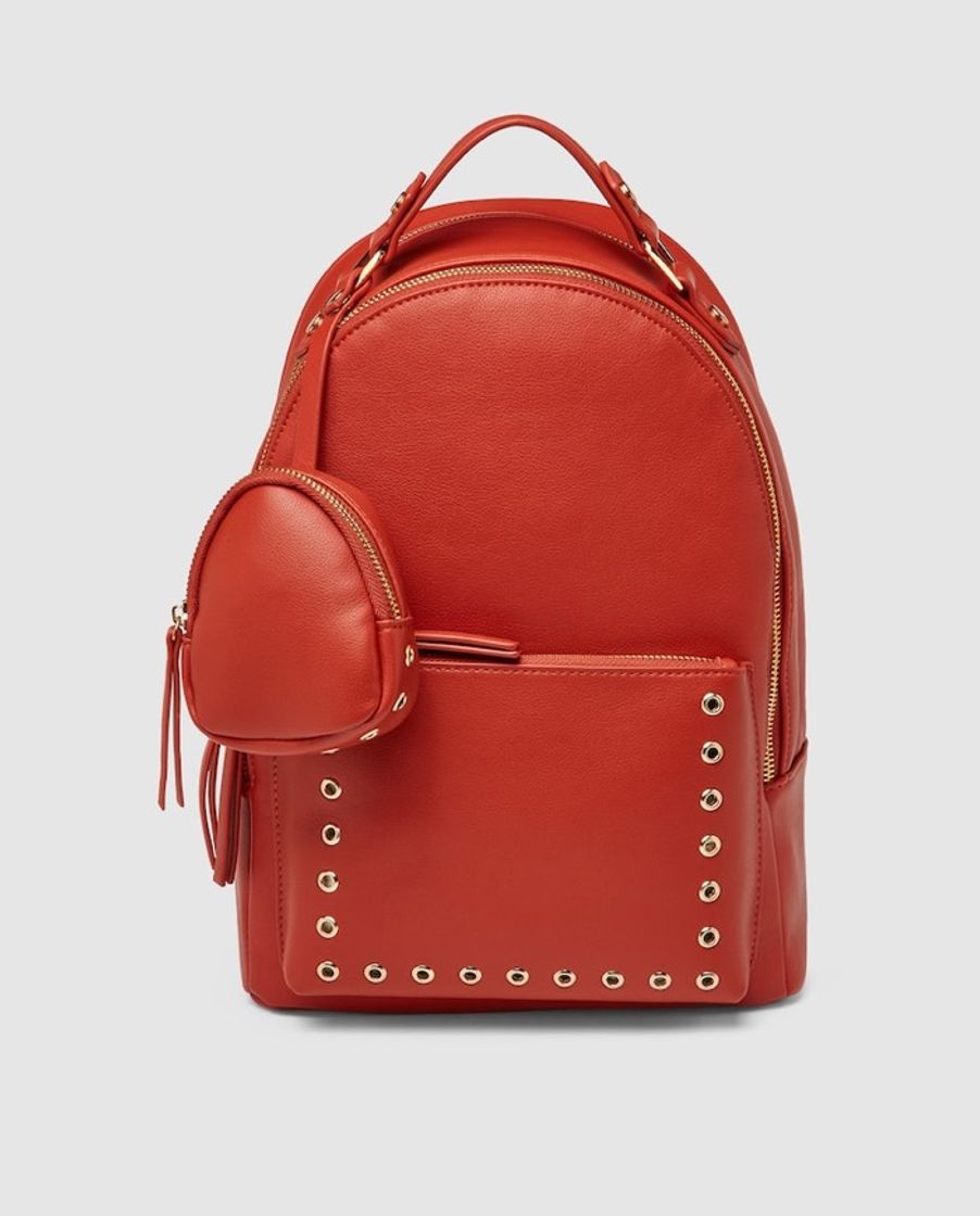 Social Mochila de mujer El Corte Inglés en rojo con ollados metálicos ·