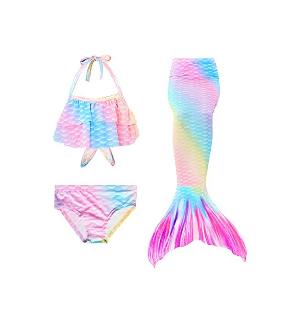 Social Le SSara Girls Colorful Mermaid Pattern Traje de baño Bikini Establece Traje