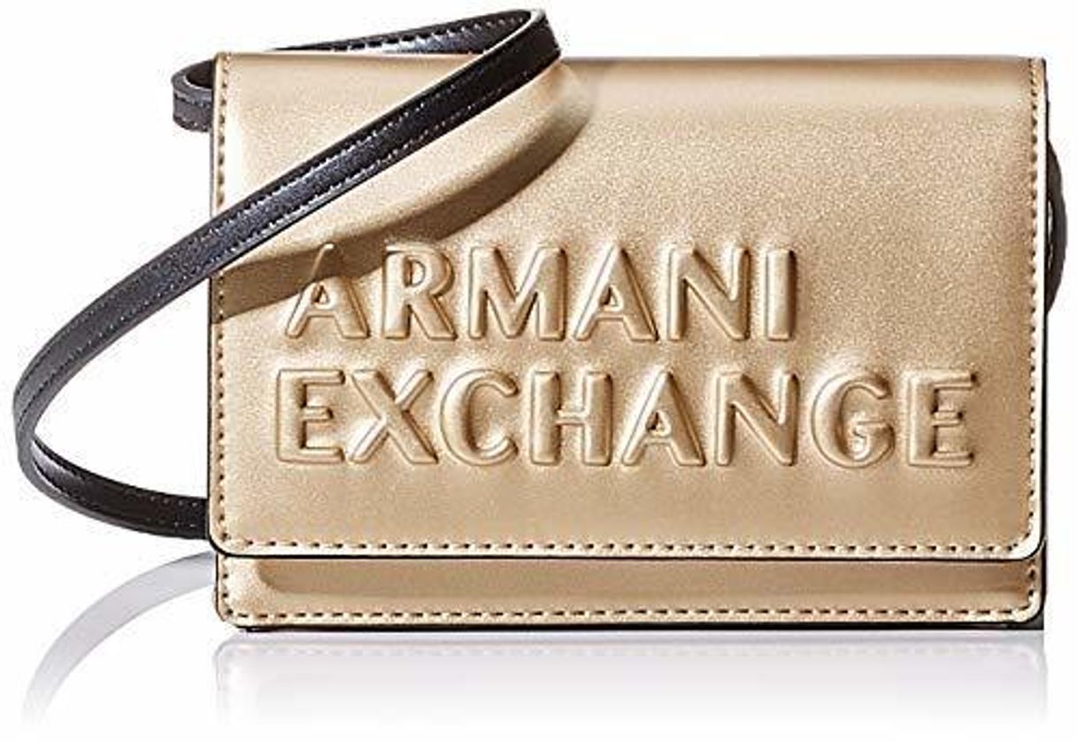 Social Armani Exchange - Embossed Logo Crossbody Bag, Bolsos bandolera Mujer, Dorado