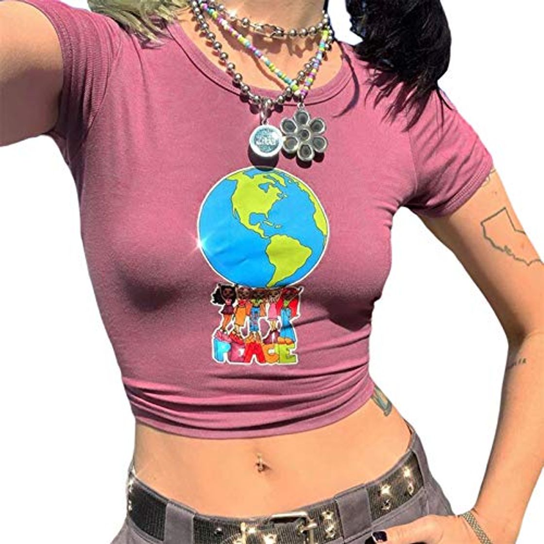 Fashion E-Gir - Camiseta de manga corta para mujer