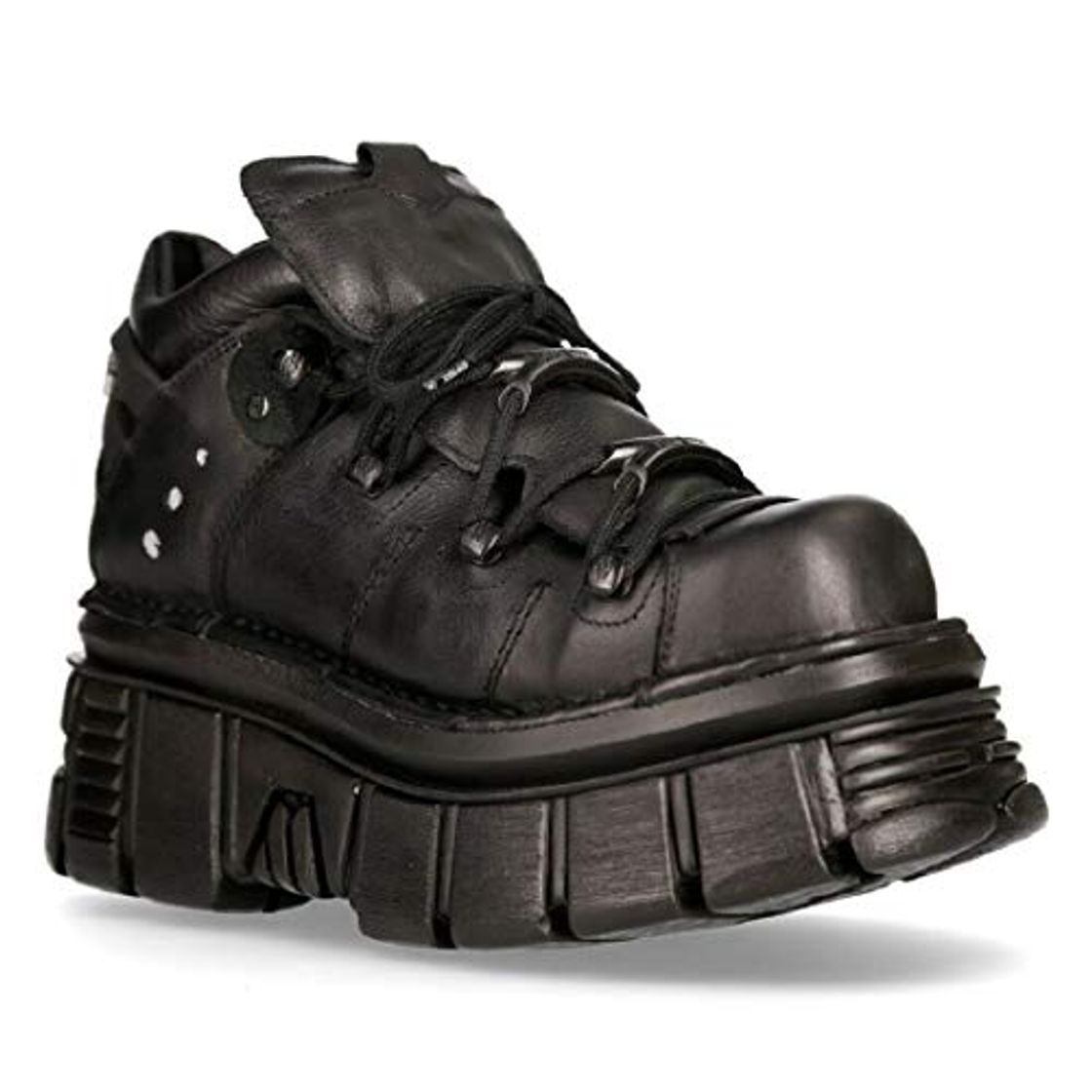 Fashion Hombre Punk Rock Gótico Elmo Negro Botines Cremallera Motorista Hebilla de Cuero 43