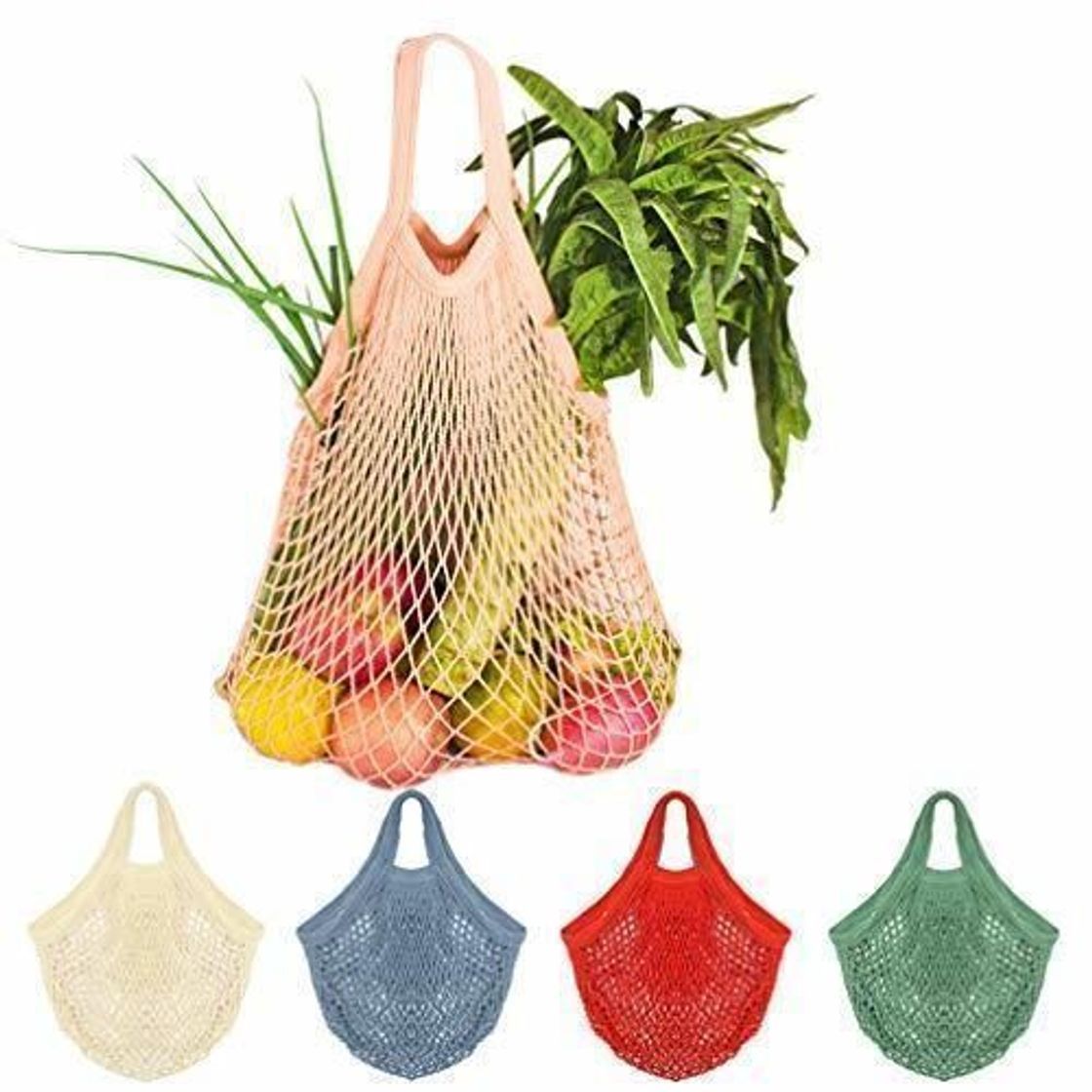 Social 5 Bolsas de Malla Reutilizables Bolsa Rejilla para La Compra de Playa